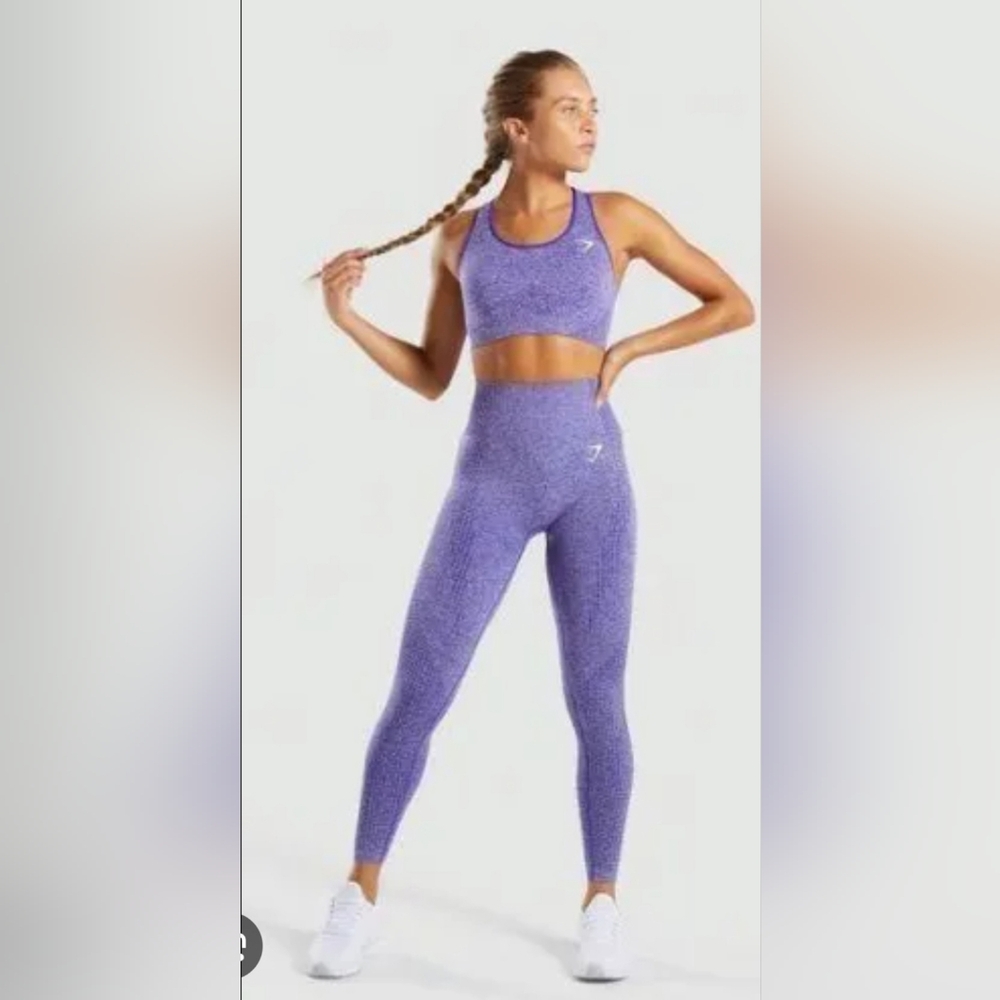 Gymshark Indigo Marl Seamless Bra And Leggings Set